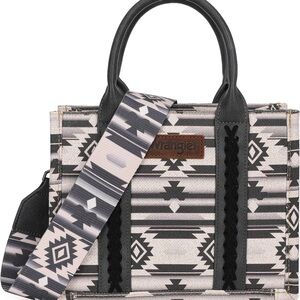 Wrangler Geometric Black and Gray Tote